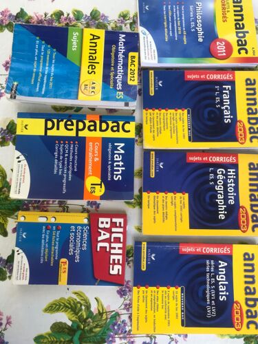 Terminale Es - Annabac Français Année 2003- Annabac Anglais Année 2003- Annabac Philosophie- Annabac Histoire Géographie 2003- Annales Mathématiques Bac 2012- Prépabac Maths 2009- Sciences Éco 2009