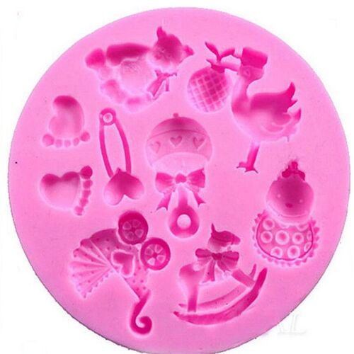 Moule À Fondant En Silicone Pour Fête Prénatale, Outils De Décoration De Gâteaux En Sucre, Gelée, Bonbons, Argile, Chocolat, 4 Styles
