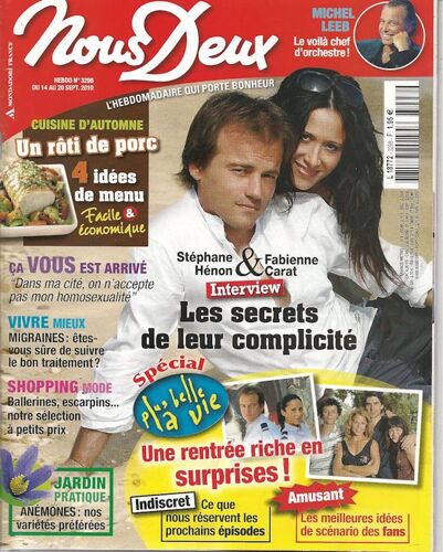 Nous Deux  N° 3298 : Stéphane Hénon & Fabienne Carat - Les Secrets De Leur Complicité. Interview