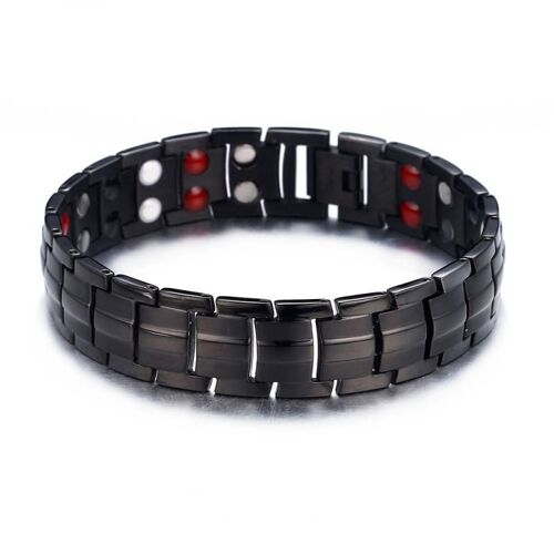 Mode Double Rangée Aimant Bracelet De Soins De Santé En Alliage De Titane Énergie Magnétique Germanium Bracelets Hommes Blcak Thérapie Magnétique Black
