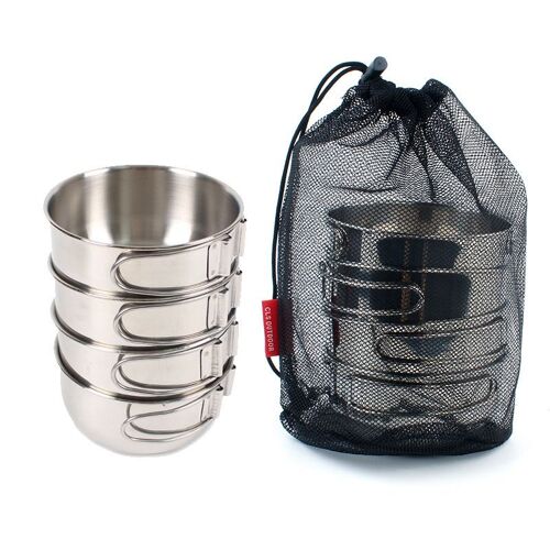 Ages 4 Pièces/Ensemble Bol Extérieur En Acier Inoxydable 500ml Ustensiles De Cuisine Couverts Casseroles De Cuisson Pour Camping Randonnée Voyage Pêche Pique-Nique