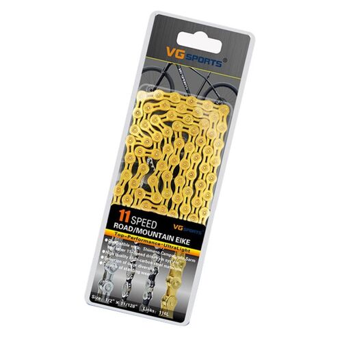 Ages Vg Sports Ultra-Léger 11 Vitesses Chaîne De Vélo Chaîne De Vélo 116l Montagne Vtt Chaînes De Vélo De Route-11 S Demi Creux Or