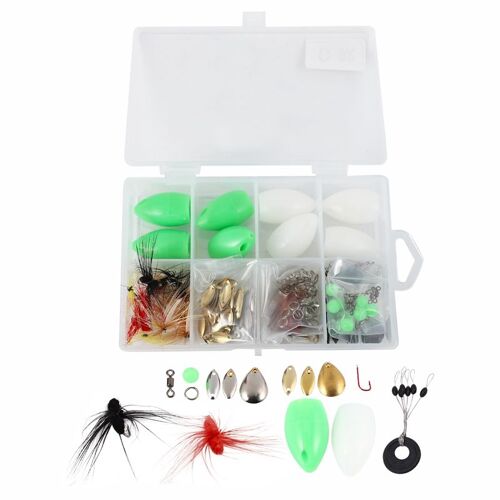 Ages 390 Pièces Pêche À La Mouche Leurre Kit Avec Lanceur Sequin Bruit Argent Or Métal Petite Cuillère Spinner Leurre Attirail Saule Lames Lisse Bricolage