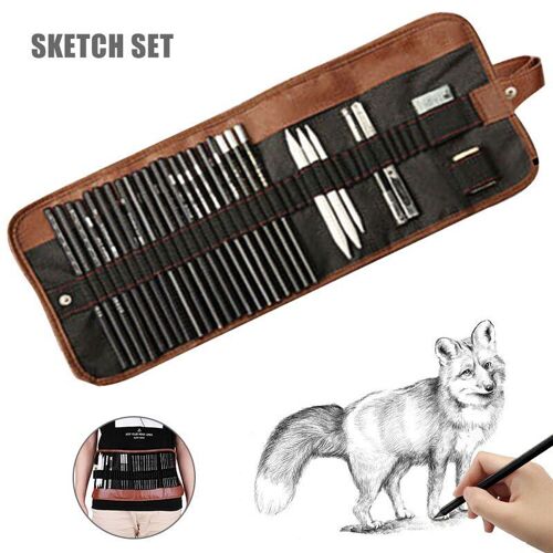 Xue Jeu De Crayons De Dessin En Graphite Outil D'art De Dessin Fournitures De Croquis 29 Pièces