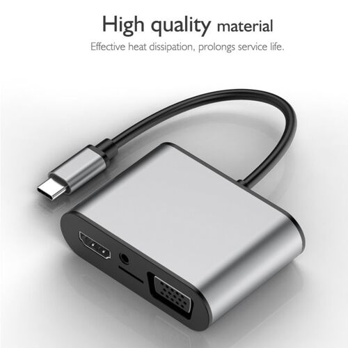 AGES Type-c vers HDMI Hub VGA PD USB3.0 USB2.0 Audio Portable pour bureau à domicile souris d'ordinateur Portable sous-vente