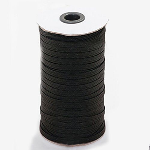 Xue Masque Blanc Noir À Cordon Élastique Plat Corde À Cravate D'oreille Pour Accessoires De Masque De Bricolage 3mm Environ 200 Yards/Roll