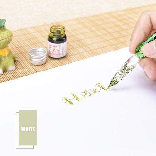 Ages Stylo De Calligraphie En Verre Cristal Verre Dip Encre Stylo Ensemble Non-Carbone Encre Signature Stylos Outils D'écriture Sous-Vente