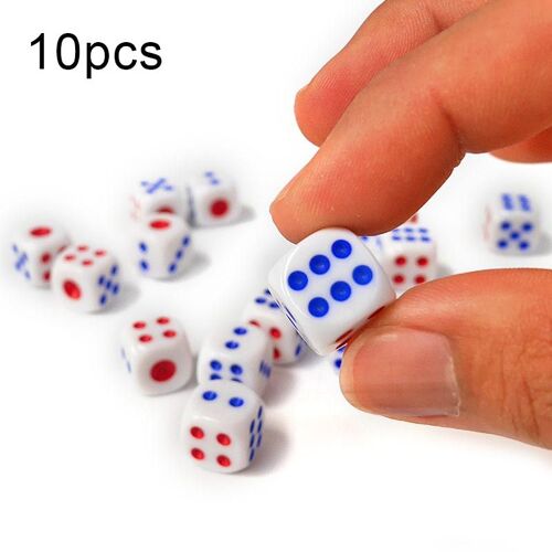 Ages 10 Pièces Standard En Plastique 10mm Jeu Blanc Dés Die Bar Fournitures De Jeu Sous Vente
