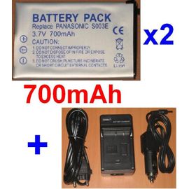 Chargeur + 2 Batteries Pour PANASONIC CGA-S003E CGA-S003E/1B CGA-S003 VBA05 CGA-S003A/1B SV-AV50S **700mAh**