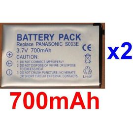 Pack de 2 Batteries Pour PANASONIC CGA-S003E CGA-S003E/1B CGA-S003 VBA05 CGA-S003A/1B SV-AV50S **700mAh**