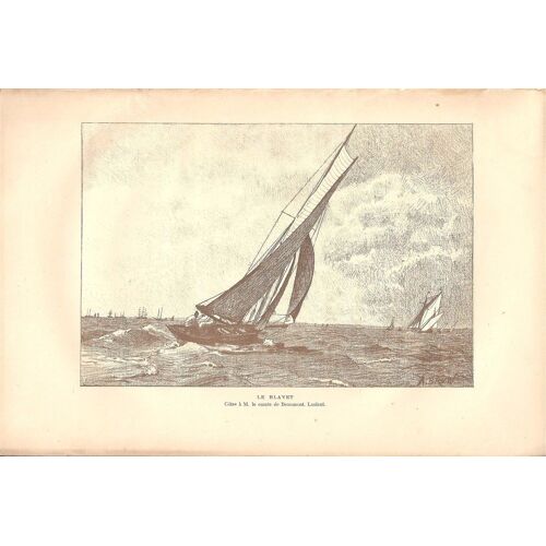 Le Blavet : Côtre À M. Le Comte De Beaumont, Lorient - Planche Issue De " Le Littoral De La France : De Lorient À La Rochelle ( 1886 ) " - Dessin : A. Brun