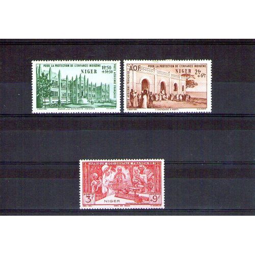 1942 - Numéro 6 À 8 - France Colonies, Niger, Au Profit De L'oeuvre De La Protection De L'enfance, Traces De Charnieres