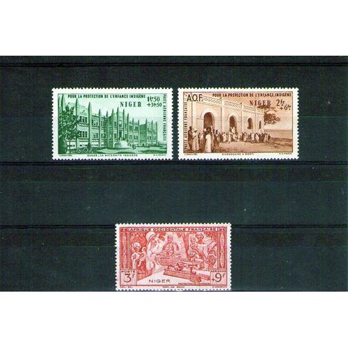 1942 - Numéro 6 À 8 - France Colonies, Niger, Au Profit De L'oeuvre De La Protection De L'enfance, Traces De Charnieres