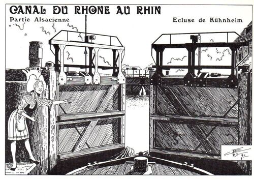Kühnheim - Canal Du Rhone Au Rhin - Illustration De Claude Berg - 1990 - Ref. 011 499