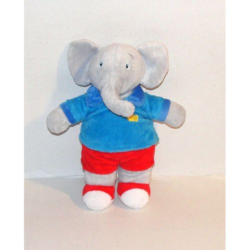 badou le fils de babar doudou peluche les aventures de badou bleu rouge 24 cm - Lansay