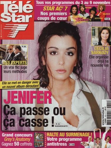 Télé Star / 29-10-2007  N° 1622 : Jenifer (3p) - Teri Hatcher (3/4p) - Amy Winehouse (3/4p) - Julio Iglesias (3/4p) - Dorothée (3/4p) - Patrick Dupond (3/4p) - Sarah Wayne Callies (3/4p)
