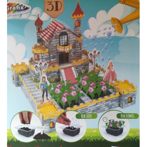 2 Jeux En 1 : Puzzle 3d Château Prince Et Princesse + Crée Ton Propre Jardin Avec Des Vraies Fleurs