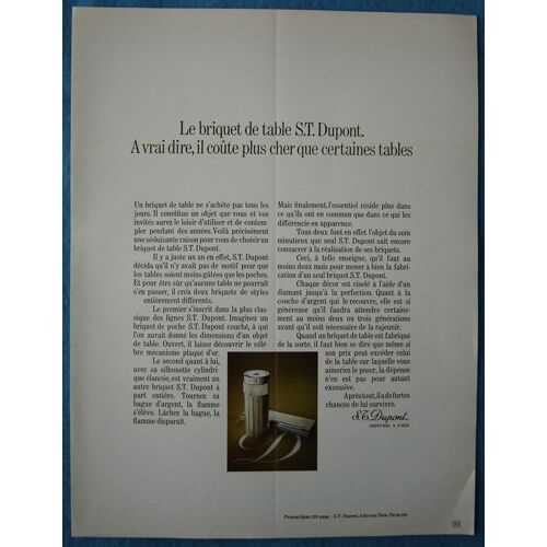 Publicité Papier - Briquet St Dupont De 1971