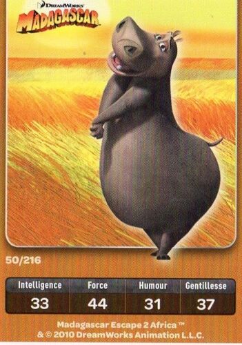 Carte Dreamworks Carrefour Gloria De Madagascar N° 50