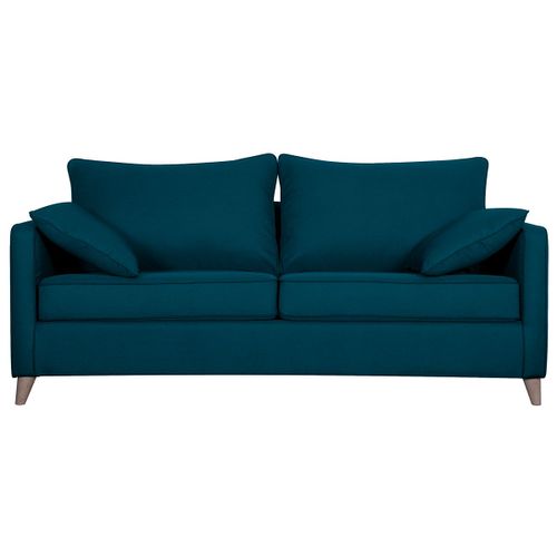 Canapé Convertible Scandinave 3 Places Bleu Canard Avec Matelas 10 Cm Papel