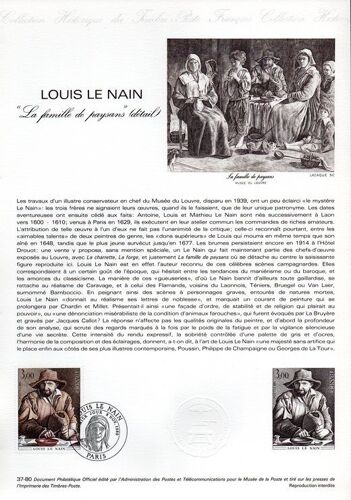 Louis Le Nain - La Famille De Paysans - Paris Le 8 Novembre 1980