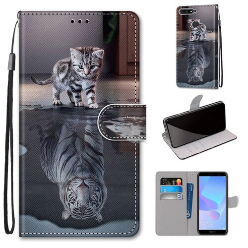 Huawei Y6 2018 Coque, Saturcase Beau Pu Cuir Magnétique Flip Portefeuille Support Porte-Carte Dragonne Protecteur Coque Housse Étui Pour Huawei Y6 2018 / Honor 7a (Dk-5)