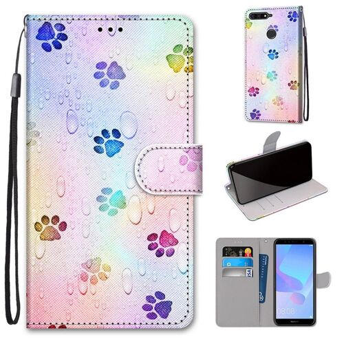 Huawei Y6 2018 Coque, Saturcase Beau Pu Cuir Magnétique Flip Portefeuille Support Porte-Carte Dragonne Protecteur Coque Housse Étui Pour Huawei Y6 2018 / Honor 7a (Dk-33)