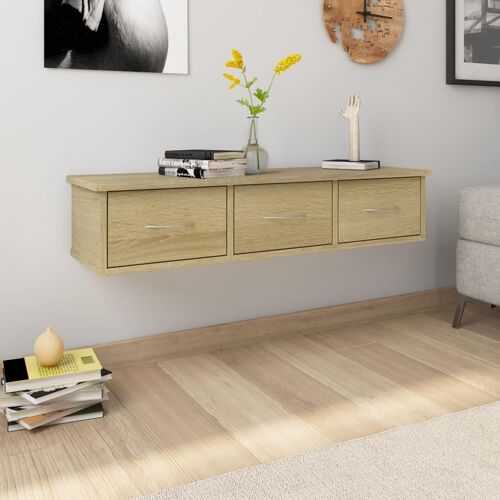Vidaxl Étagère Murale Avec Tiroirs Chêne Sonoma 88x26x18,5cm Aggloméré