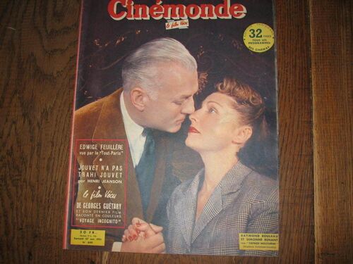 Cinémonde - 27 Octobre 1951  N° 899 : Edwige Feuillère- Louis Jouvet-Georges Guétary- Raymond Rouleau Et Simone Renant-Micheline Presle-Maria Casarès- Carnets Secrets De Minou Philipe