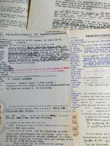 7 Documents Administratifs De 1944 (Avec Mention Des « Autorités DOccupation) : Procès Verbal De Carence/P.V. De Référé Pour Défaut De Garnissement/P.V. DExpulsion (Avec 14 Timbres De Dimension)