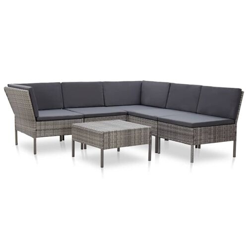 Vidaxl Salon De Jardin 6 Pcs Avec Coussins Résine Tressée Gris