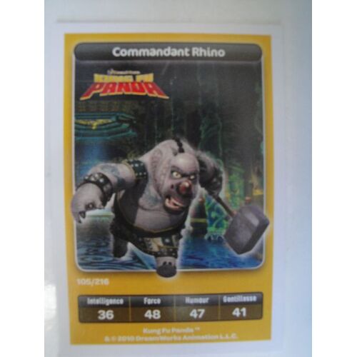 Kung Fu Panda : Cdt Rhino N° 105 - Collection Dreamworks - Carrefour