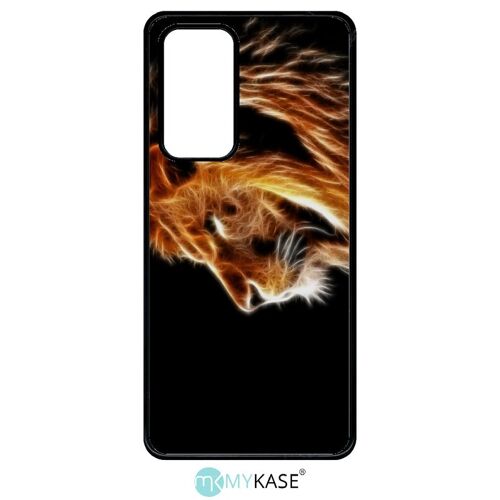Coque huawei p40 - tete de lion aerographe - noir