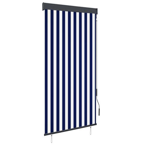 Vidaxl Store Roulant D'extã©Rieur 100x250 Cm Bleu Et Blanc