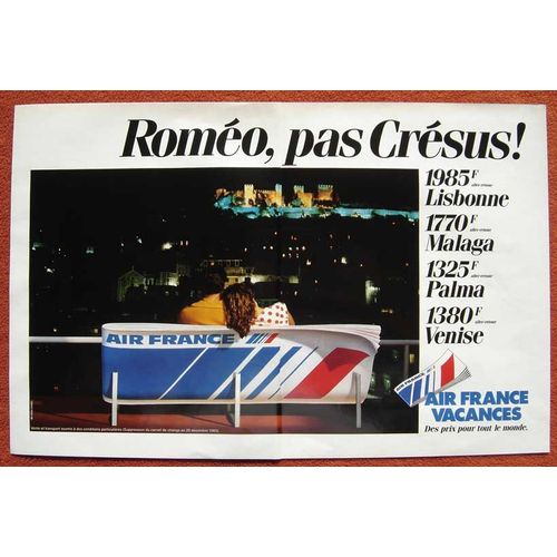 Publicité Papier - Compagnie Aérienne Air France De 1983, Lisbonne, Malaga, Palma, Venise