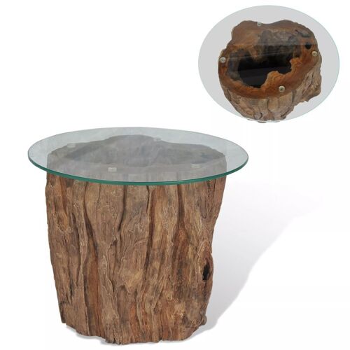 Vidaxl Table Basse Teck Verre 50 X 40 Cm