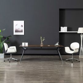 Vidaxl Chaise Pivotante De Bureau Blanc Similicuir