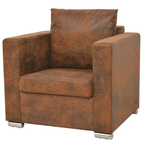 Vidaxl Fauteuil Marron Similicuir Daim
