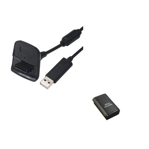 Batterie manette Xbox 4800 mah + Chargeur manette sans fil XBOX 360 Noir HobbyTech