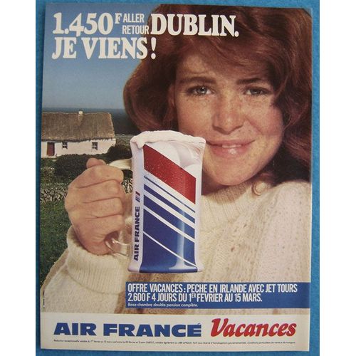 Publicité Papier - Compagnie Aérienne Air France, Dublin De 1985