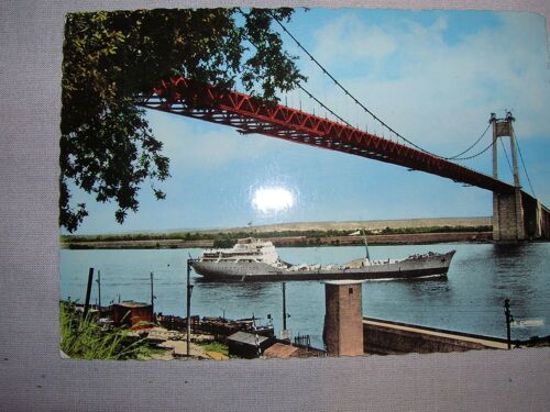 Carte Postale Ancienne Pont Tancarville Et Bateau Dahra