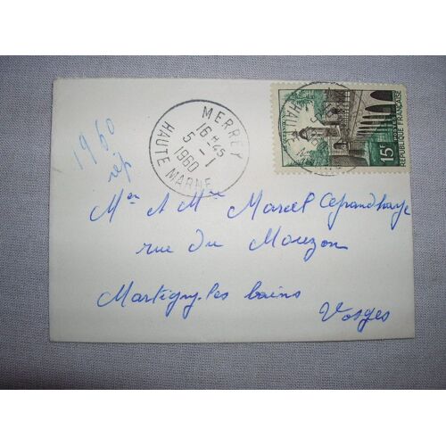 Lettre Obliteree Petit Formatde 1960 Avec Timbre Le Quesnoy