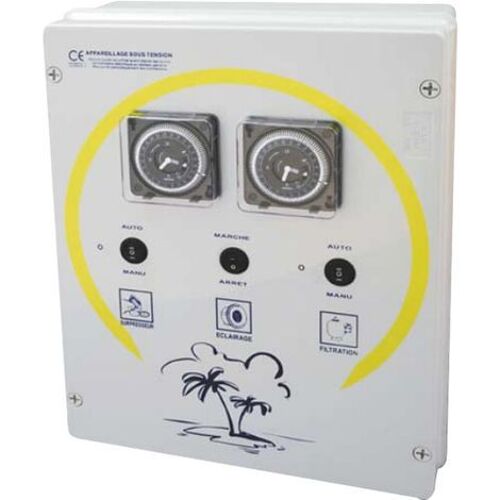 coffret electrique pour filtration + 1 projecteur 100w + balai - detfb 1 p100d - wa conception