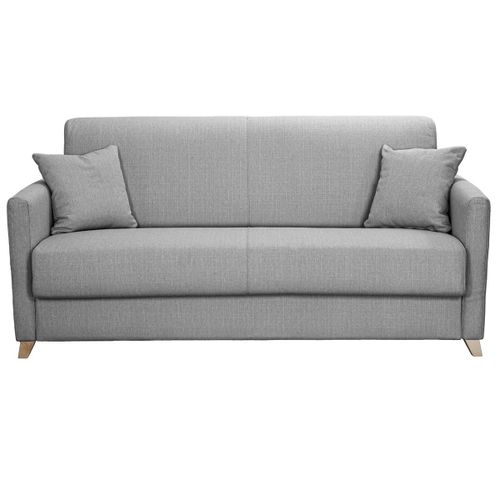Canapé Convertible 3 Places Scandinave Gris Perle Avec Matelas 12 Cm Skandy