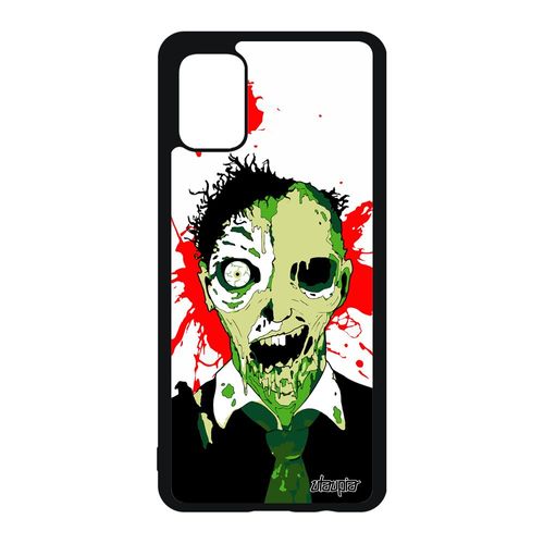 Coque Samsung Galaxy A51 Silicone Mort Vivant Eclaboussure Halloween Effrayant Motif Zombie Etui Telephone Case Vert Paranormal Sang