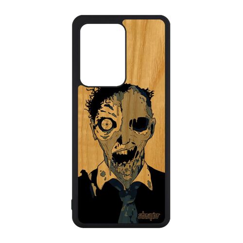 Coque en bois S20 Ultra silicone zombie telephone gore rigide urbain apocalypse Bleu fantome mort vivant horreur case Samsung galaxy