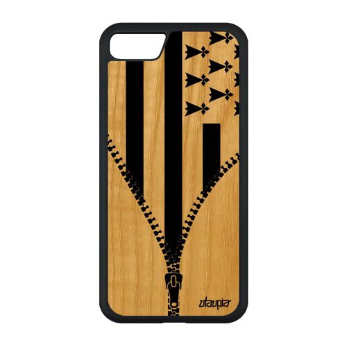Coque En Bois Veritable Silicone Iphone Se 2022 Drapeau Bretagne Breton Foot 64 Go 4g Football Telephone Basket Case Frêne De