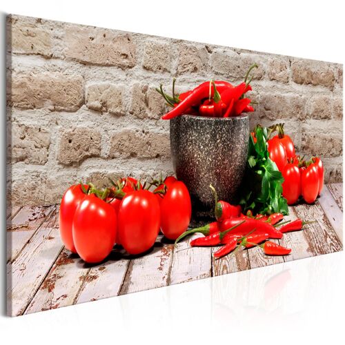 Tableau Nature morte Red Vegetables (1 Part) Brick Narrow 150 x 50 cm