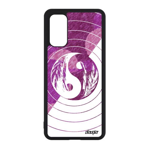 Coque silicone Yin et Yang pour Samsung S20 zen de protection mobile pas cher couleur dessin asie bulle Rose caoutchouc plume galaxy