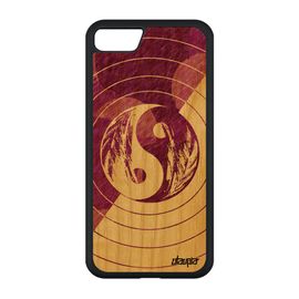 Coque Pour Iphone Se 2020 Bois Silicone Yin Et Yang Plume Bien & Mal Etui Couleur Dessin Zen Personnalisé Violet Antichoc Asie